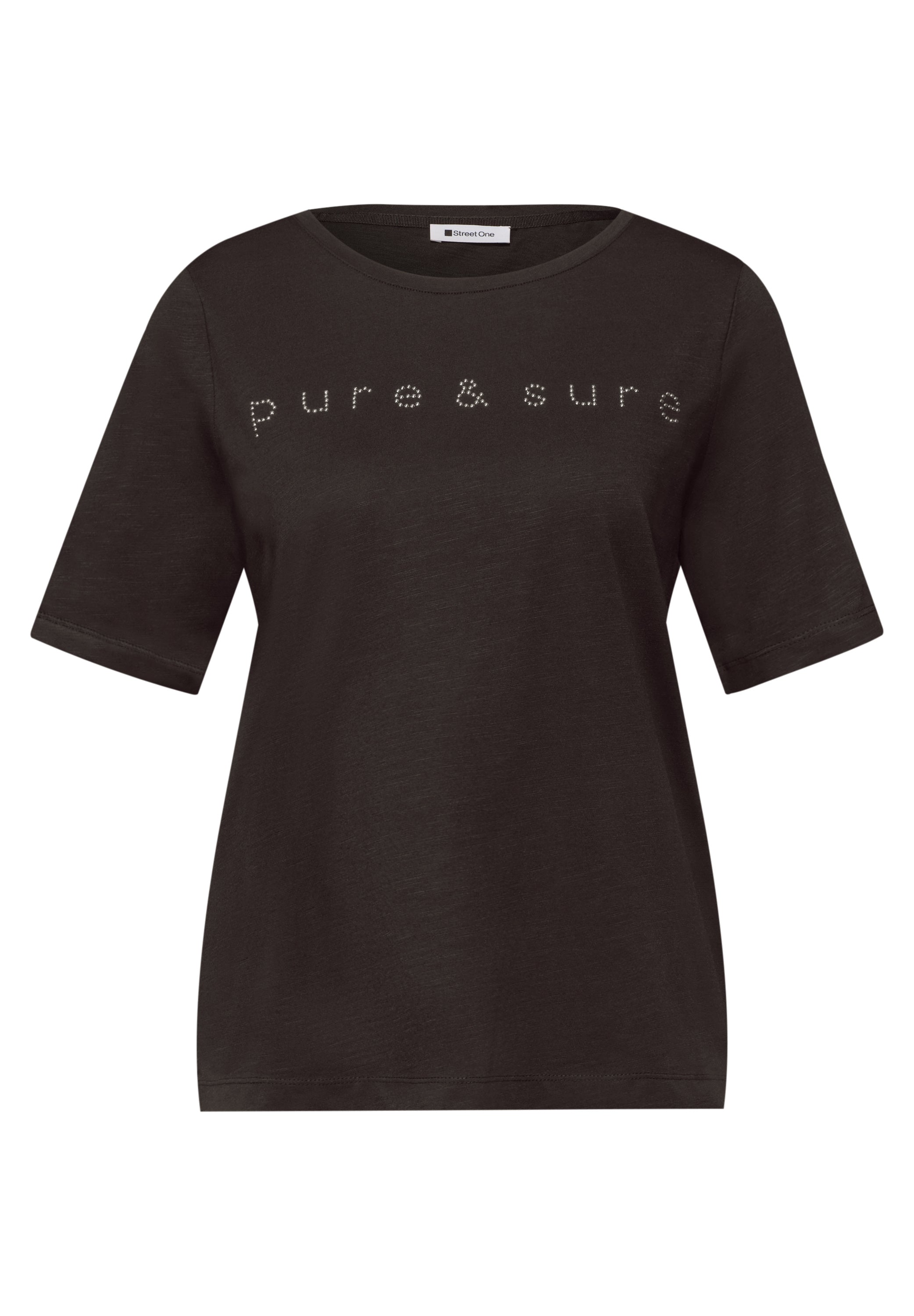 T-Shirt mit Rundhals und Schmucksteinen