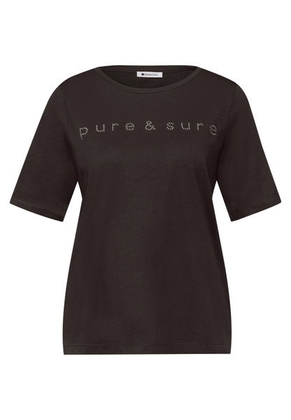 T-Shirt mit Rundhals und Schmucksteinen