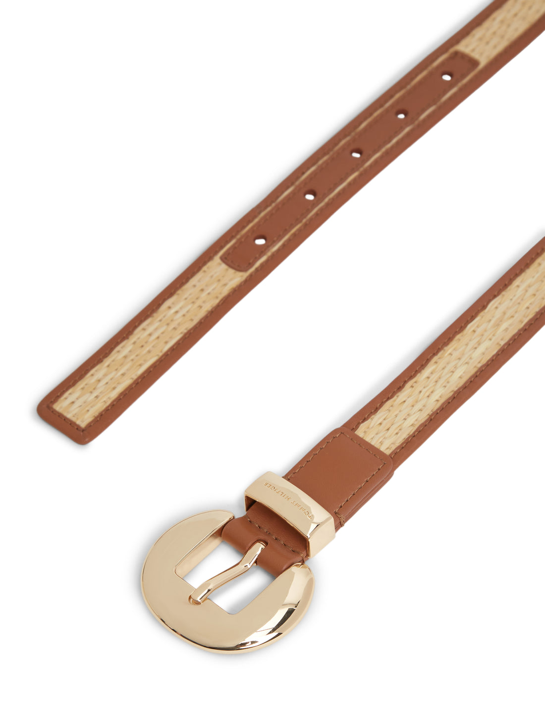 Raffia Oval Buckle Leather Belt