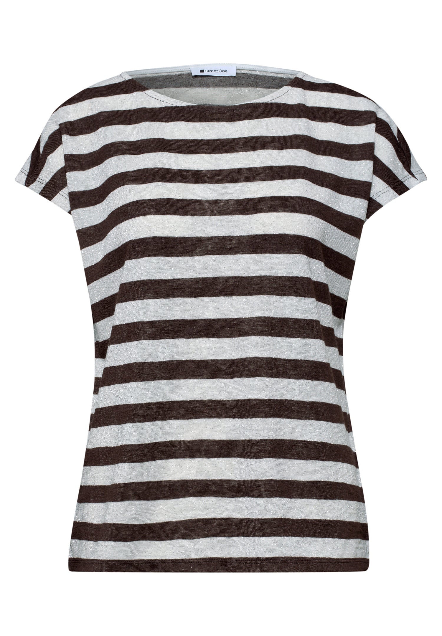 Dropped Shoulder Shirt mit Streifen und Glitzer