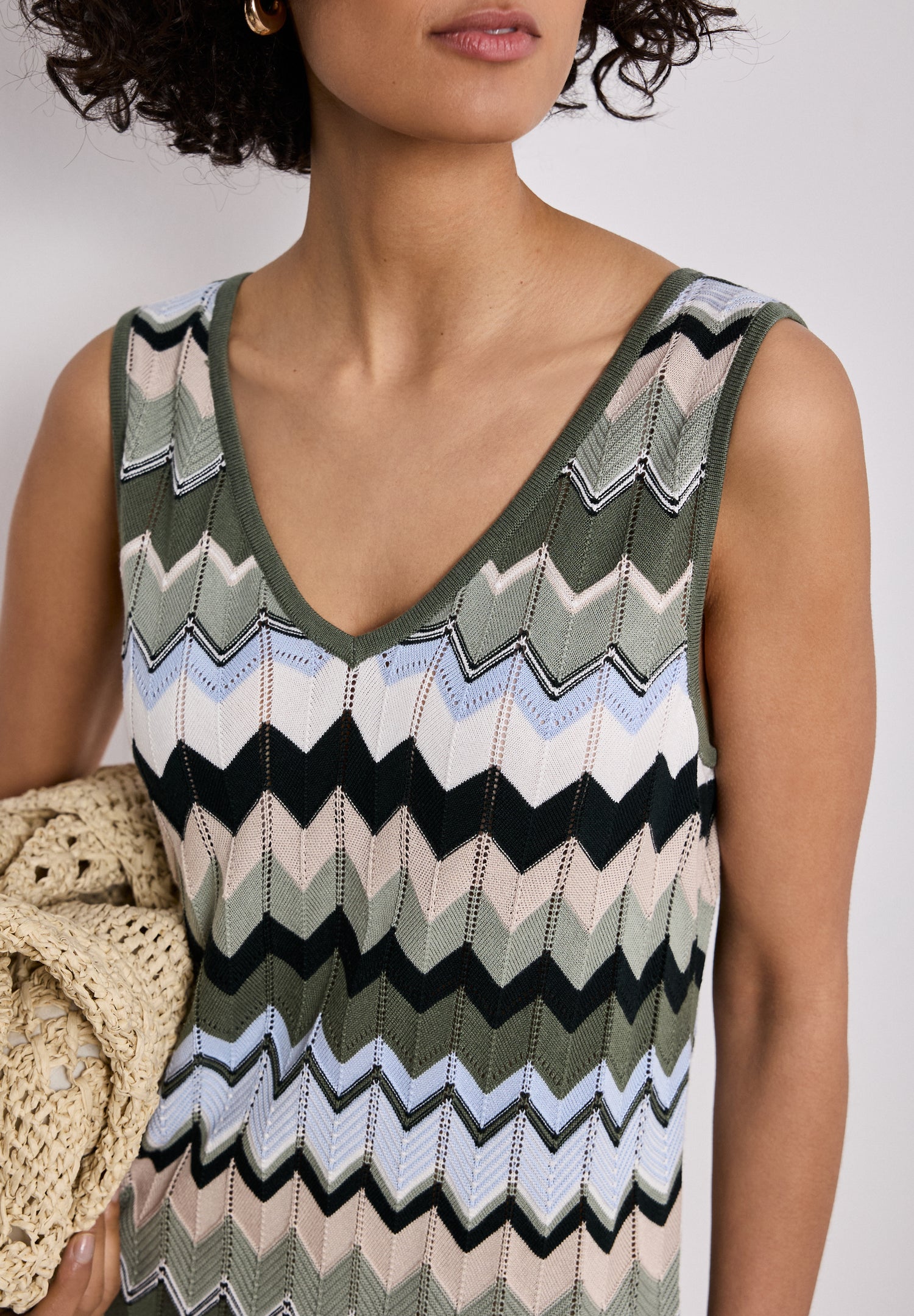 Midi-Kleid mit Zick-Zack-Muster