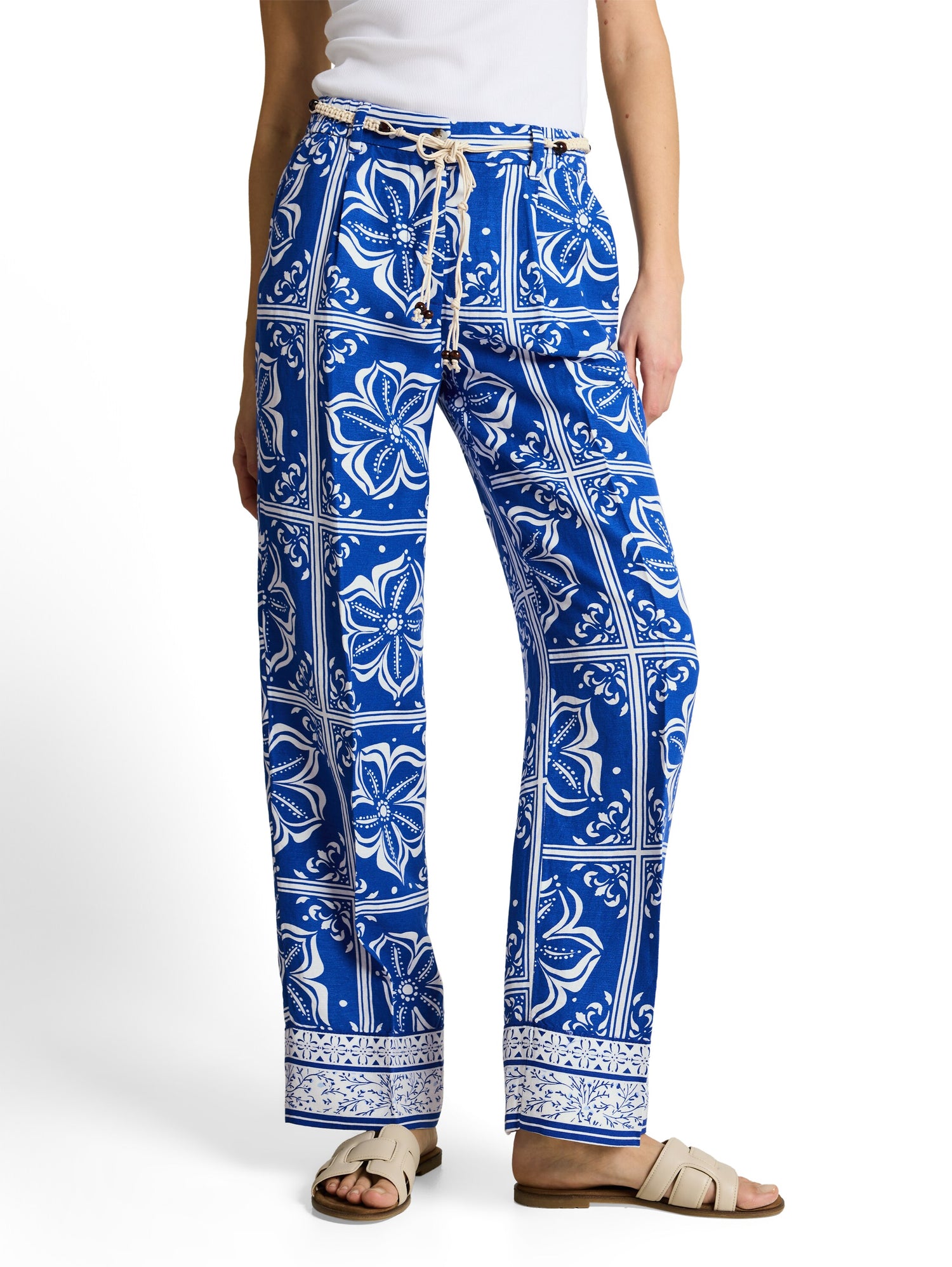 Wide Leg Hose mit Leinenanteil