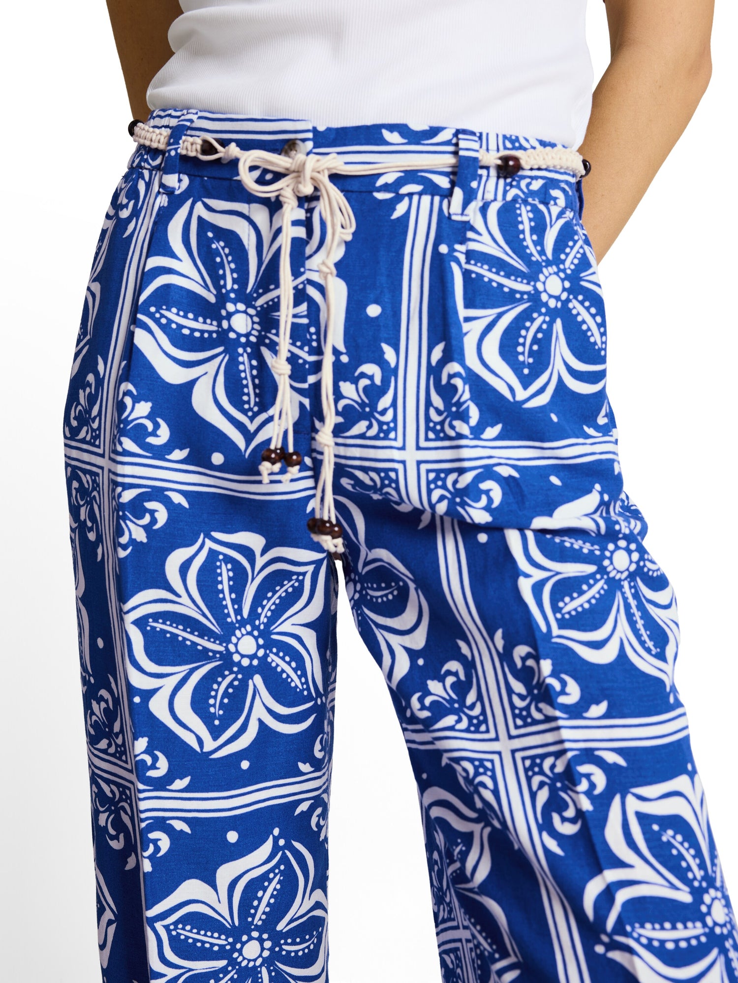 Wide Leg Hose mit Leinenanteil