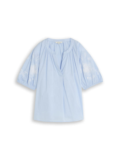Popeline Bluse mit Stickerei