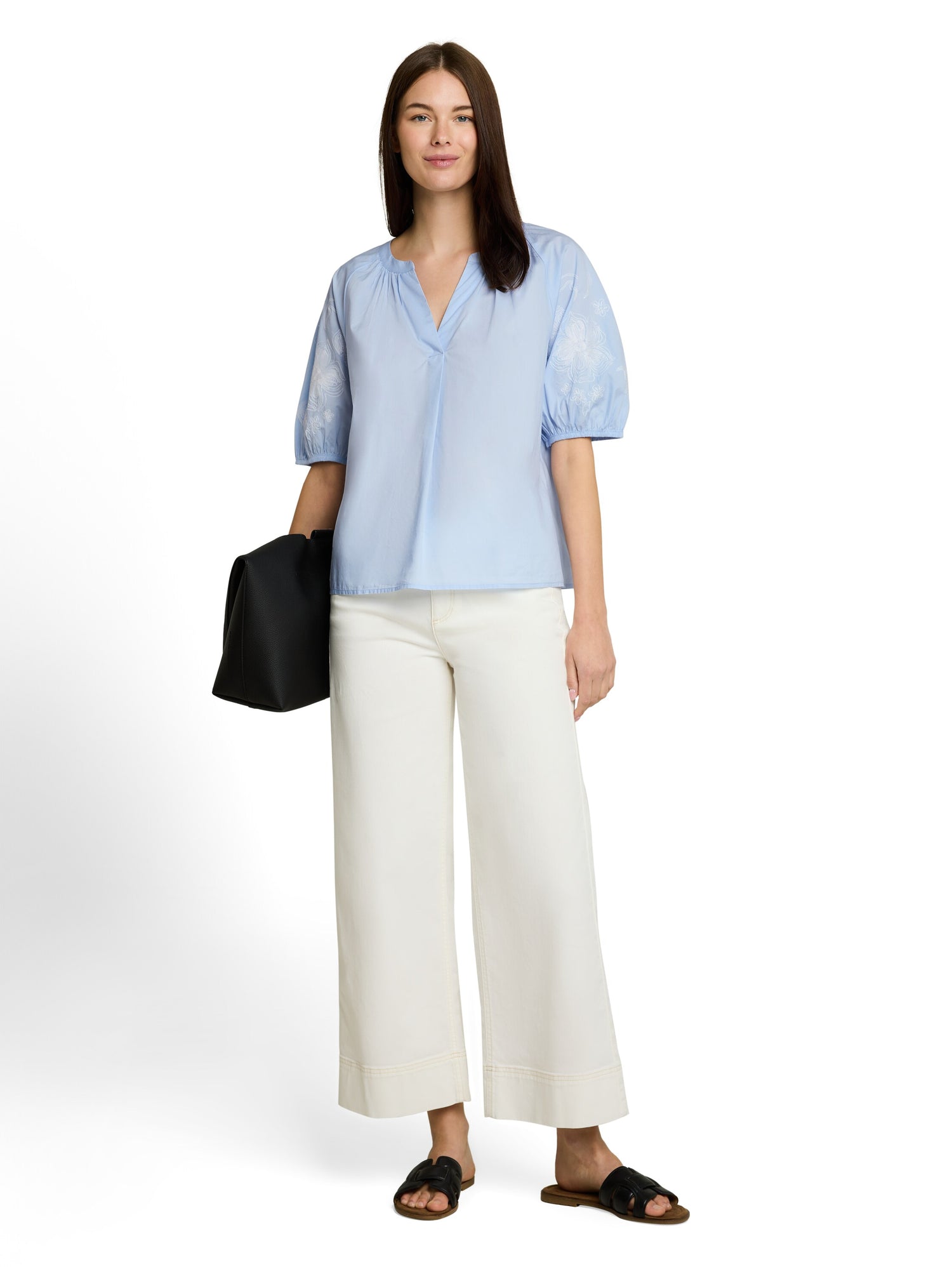 Popeline Bluse mit Stickerei