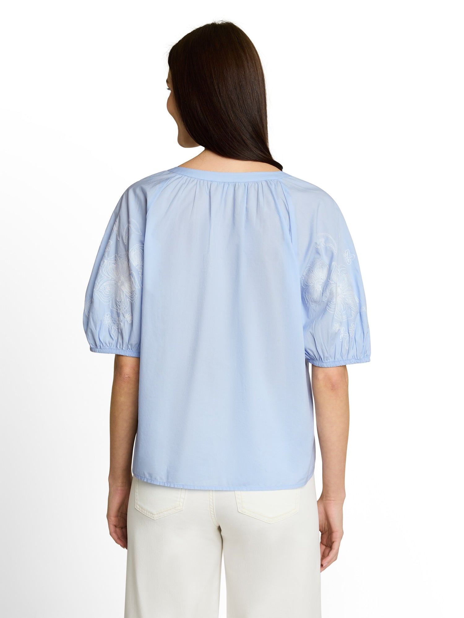 Popeline Bluse mit Stickerei
