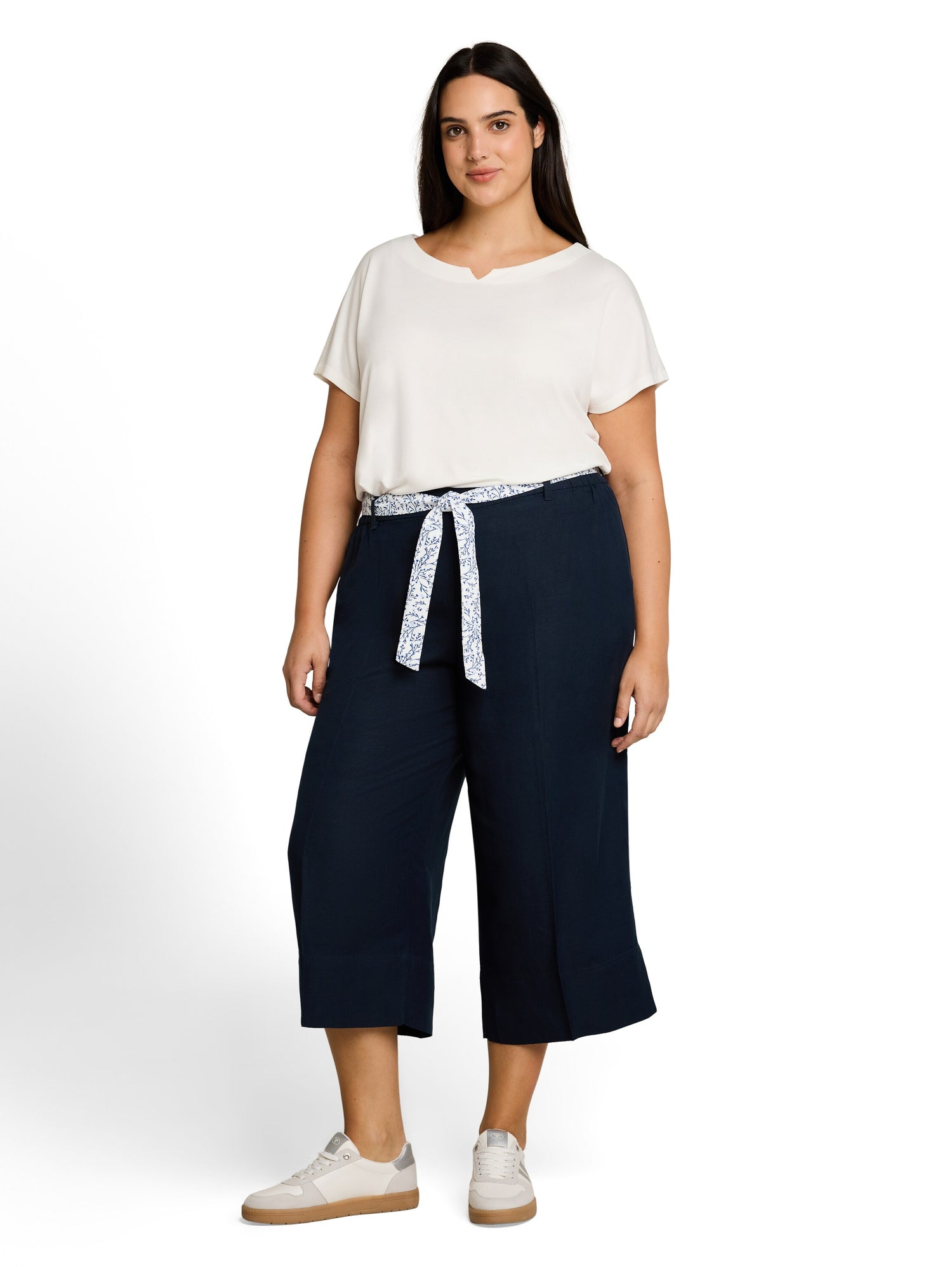 Plus Size - Culotte Hose mit Leinenanteil
