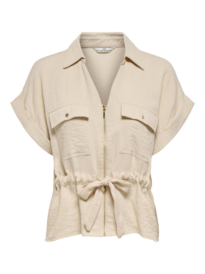 JDYMILLE S/S ZIP SHIRT WVN NOOS
