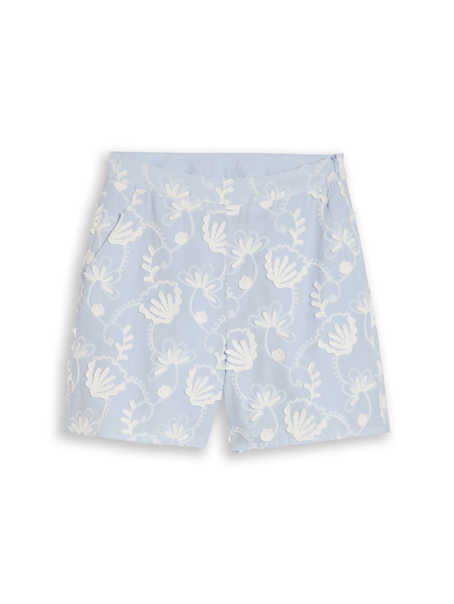 Popeline Short mit Stickerei