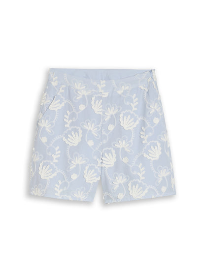 Popeline Short mit Stickerei