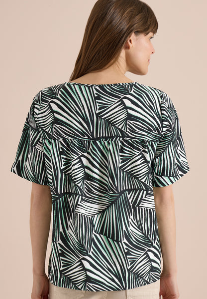 Kurzarm Blusenshirt mit Allover-Print