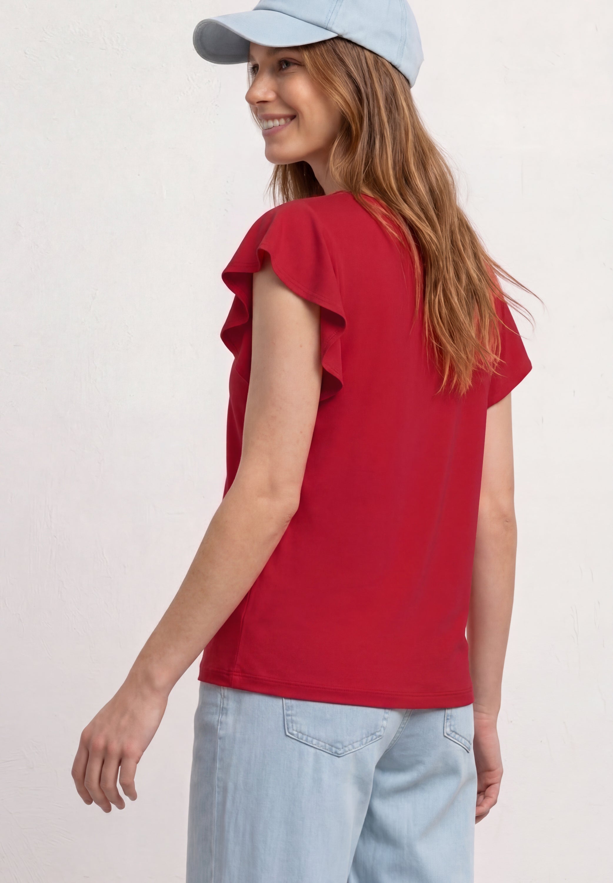 Shirt mit Rundhals und Volantärmeln