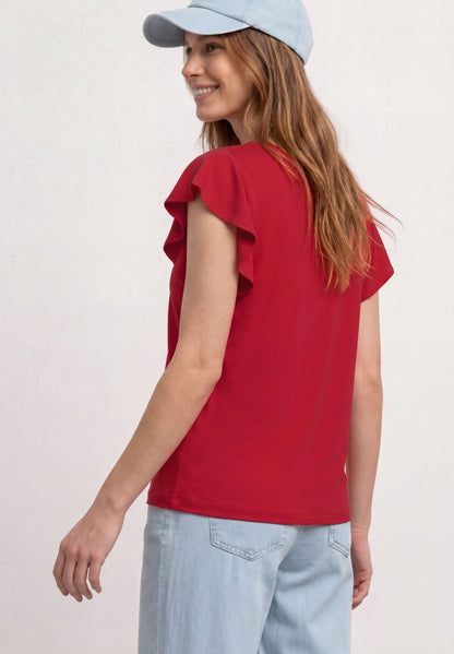 Shirt mit Rundhals und Volantärmeln