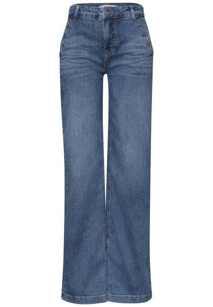 Wide Leg Jeans mit Knopfdetails