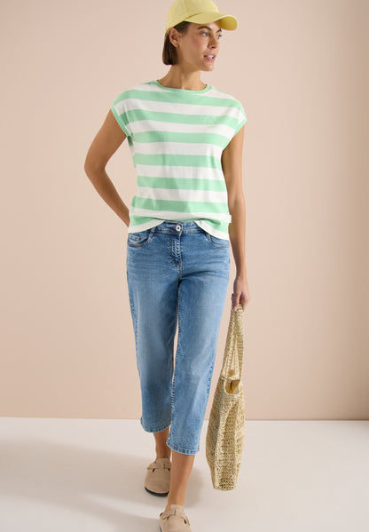 T-Shirt mit Streifen und Printdetail
