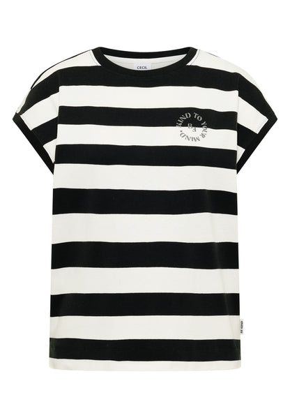 T-Shirt mit Streifen und Printdetail