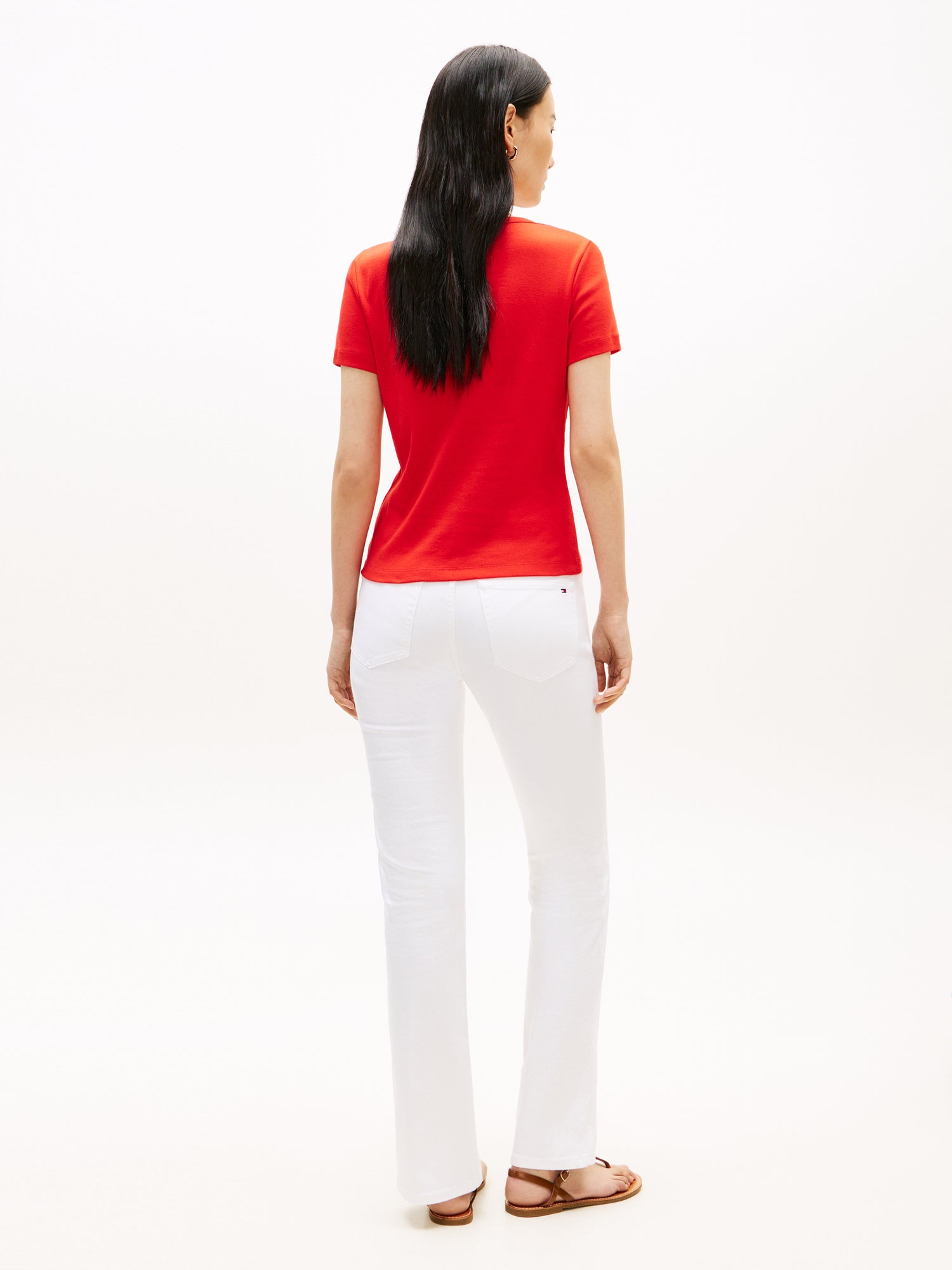 Gold-Tone Button Slim Boat Neck T-Shirt