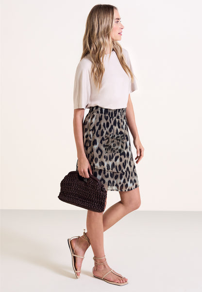 Knielanger Rock aus Chiffon mit Print