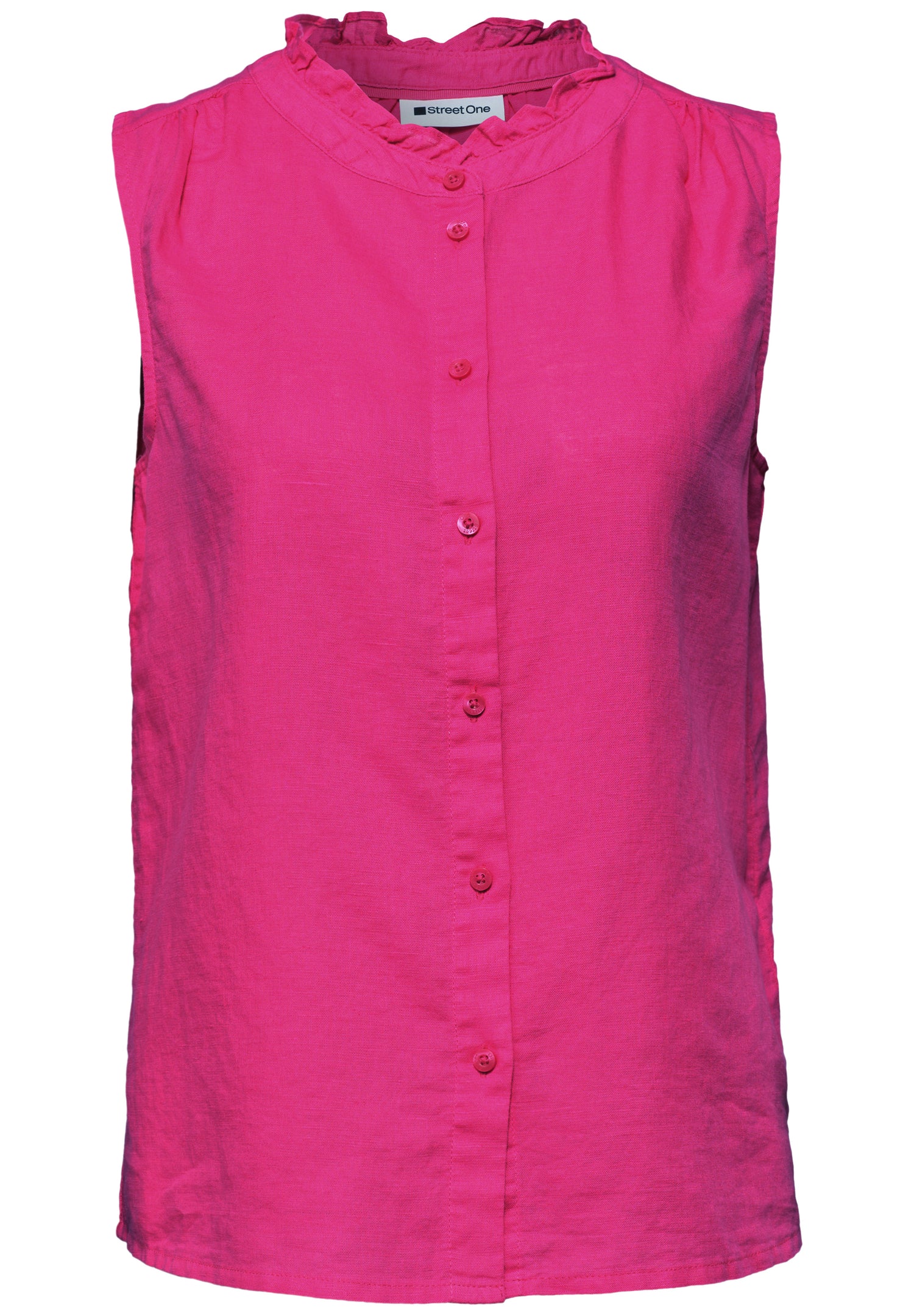 Bluse aus Leinenmix mit Rüschen