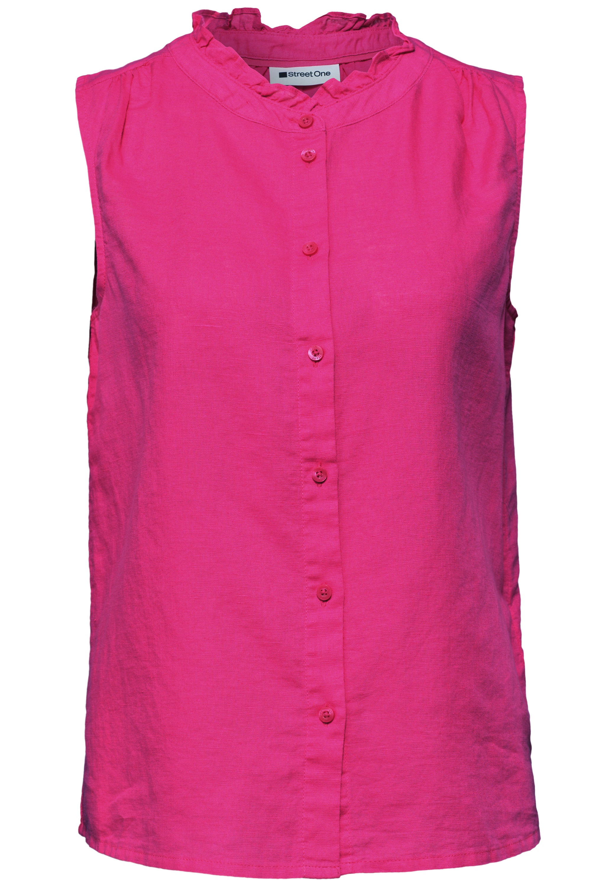 Bluse aus Leinenmix mit Rüschen