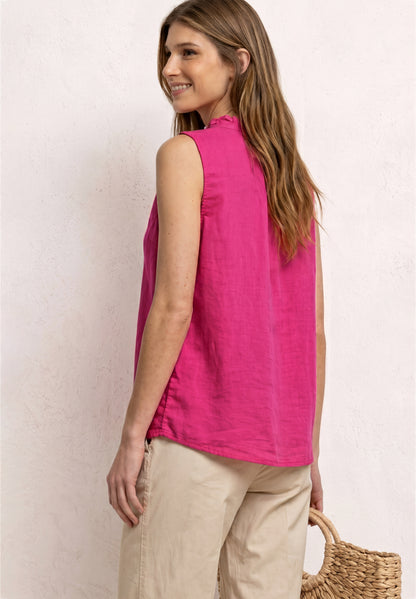 Bluse aus Leinenmix mit Rüschen