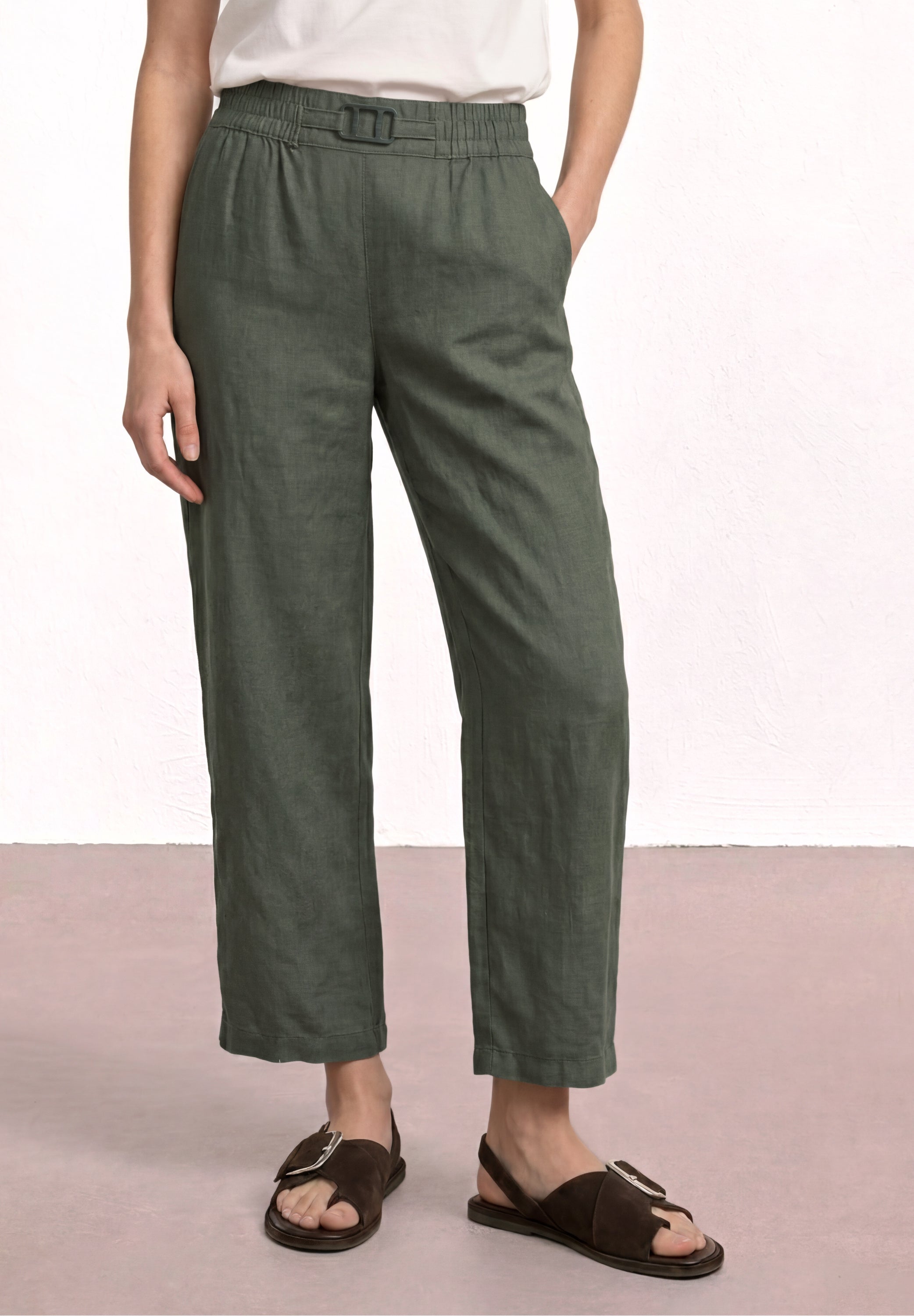 Wide Leg Hose im Loose Fit aus Leinen