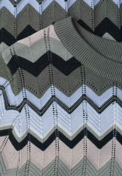 Kurzarm Pullover mit Zick-Zack-Muster