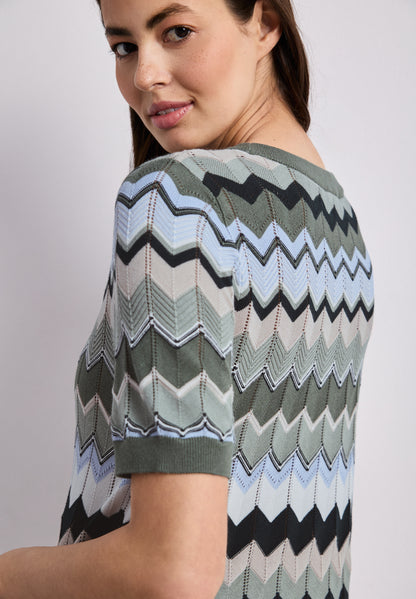Kurzarm Pullover mit Zick-Zack-Muster
