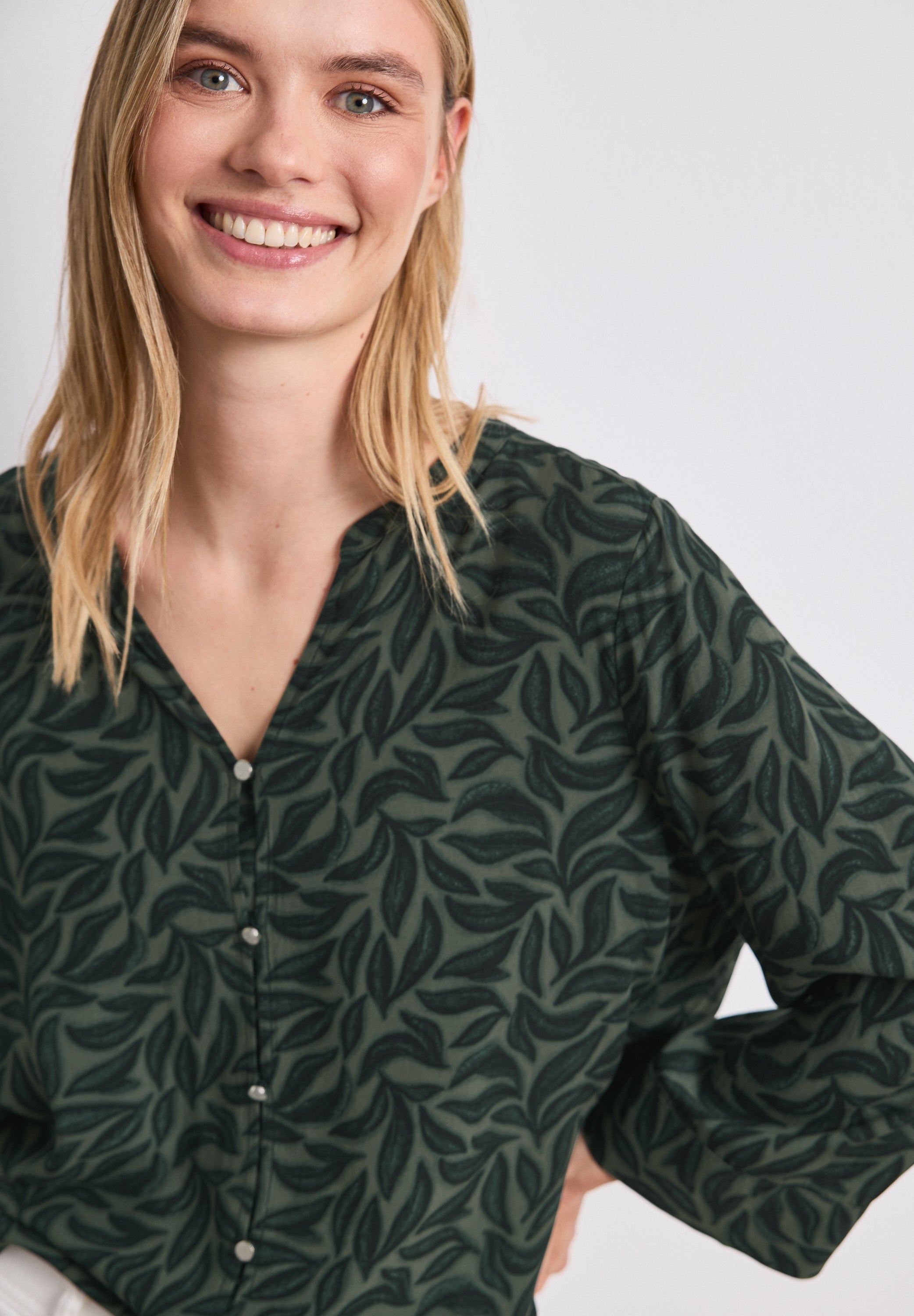 3/4-Arm Bluse mit Knotendetail