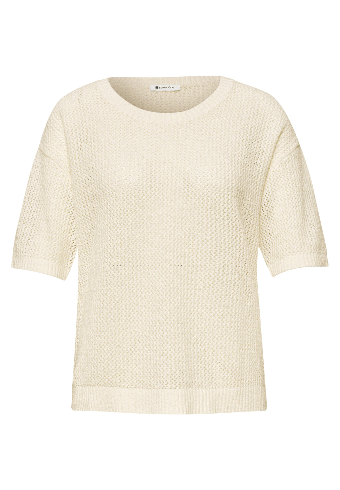 Kurzarm Pullover mit Mesh-Struktur