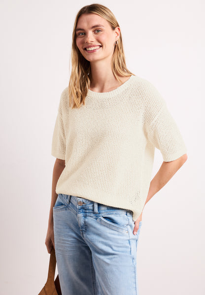 Kurzarm Pullover mit Mesh-Struktur