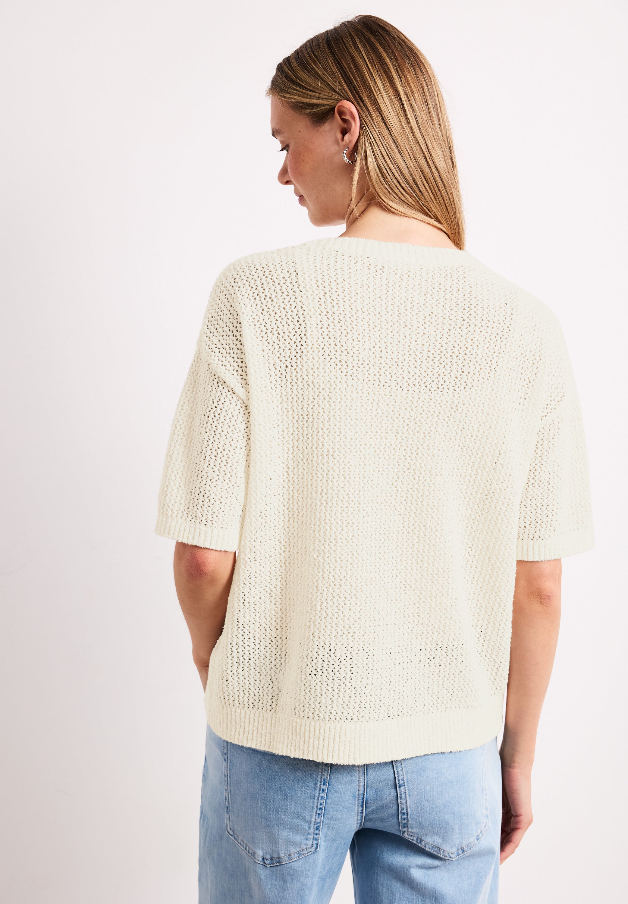 Kurzarm Pullover mit Mesh-Struktur