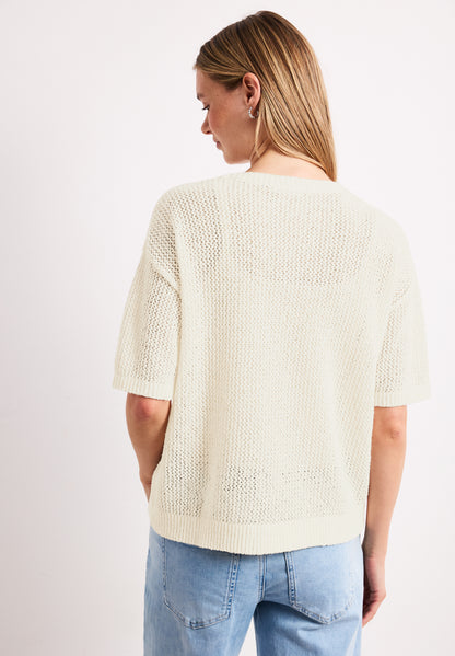 Kurzarm Pullover mit Mesh-Struktur