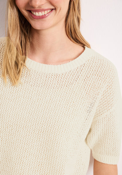 Kurzarm Pullover mit Mesh-Struktur