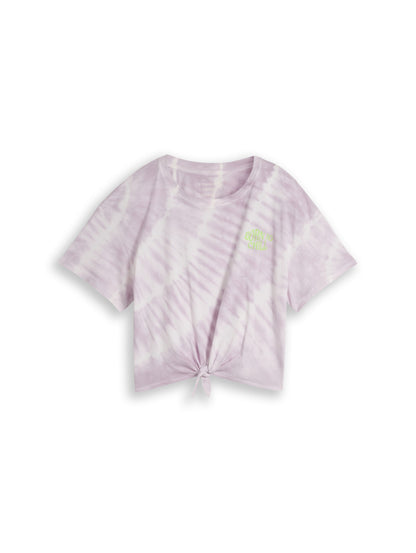 Cropped Batik T-Shirt mit Knoten-Detail