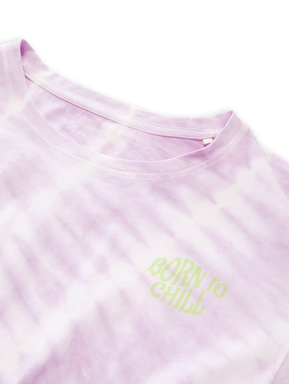Cropped Batik T-Shirt mit Knoten-Detail