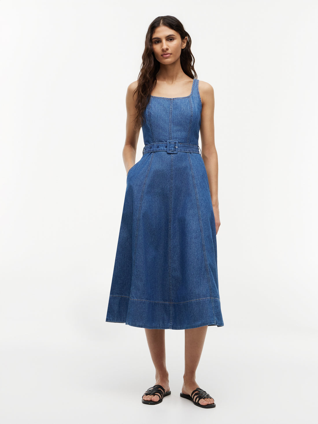 BELTED F&amp;F MIDI DRESS TORY NS