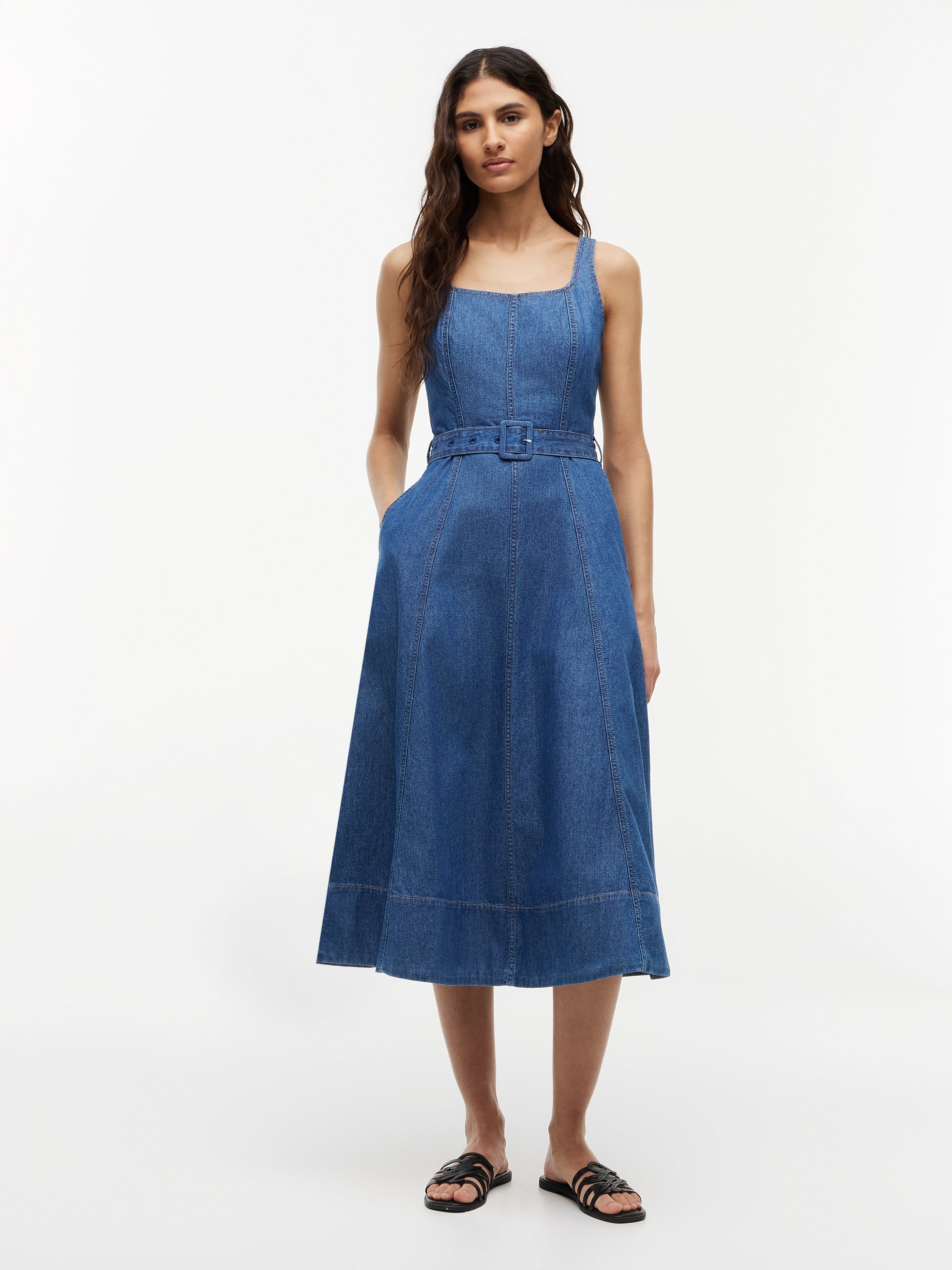 BELTED F&amp;F MIDI DRESS TORY NS