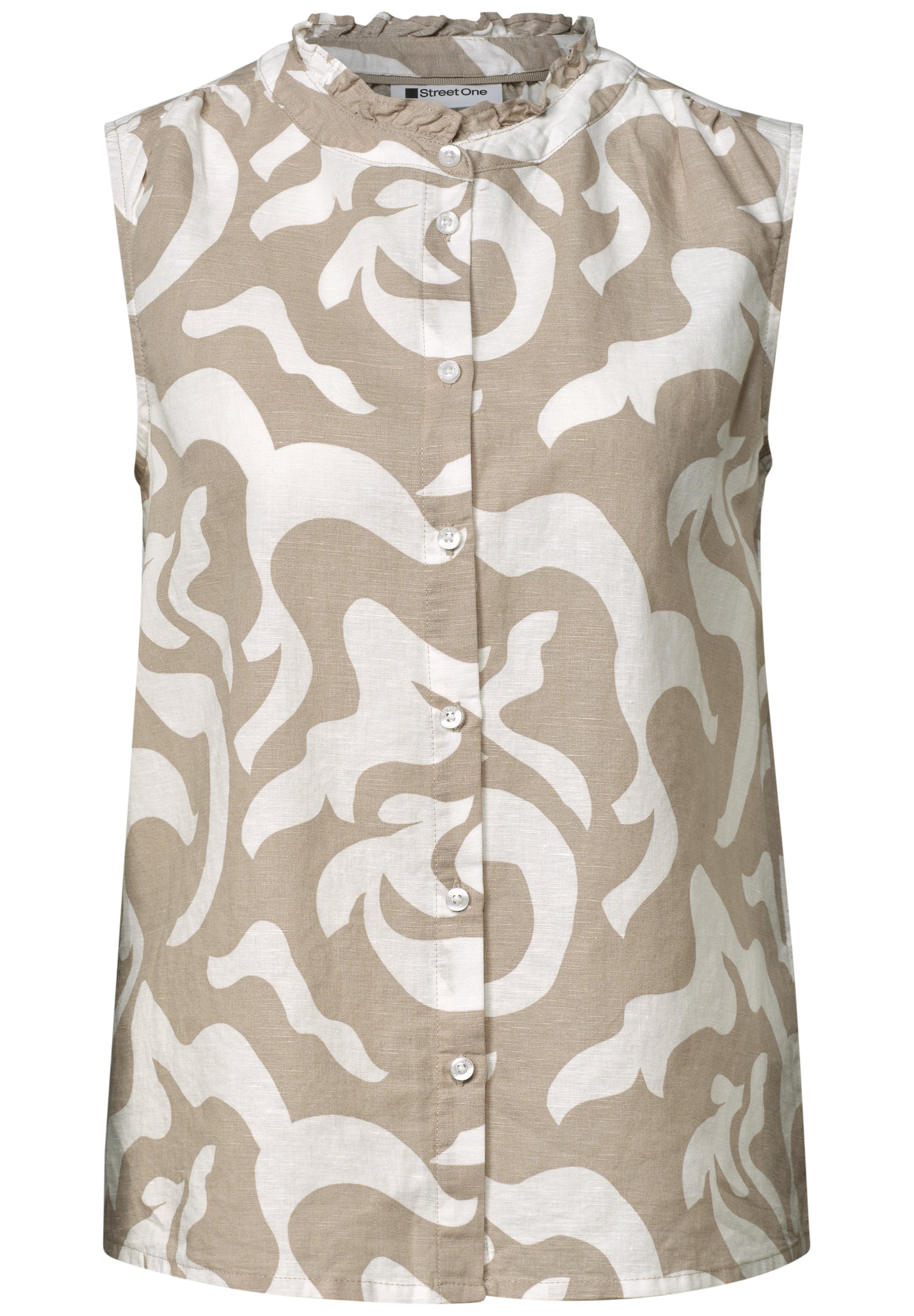 Bluse aus Leinenmix mit Rüschen