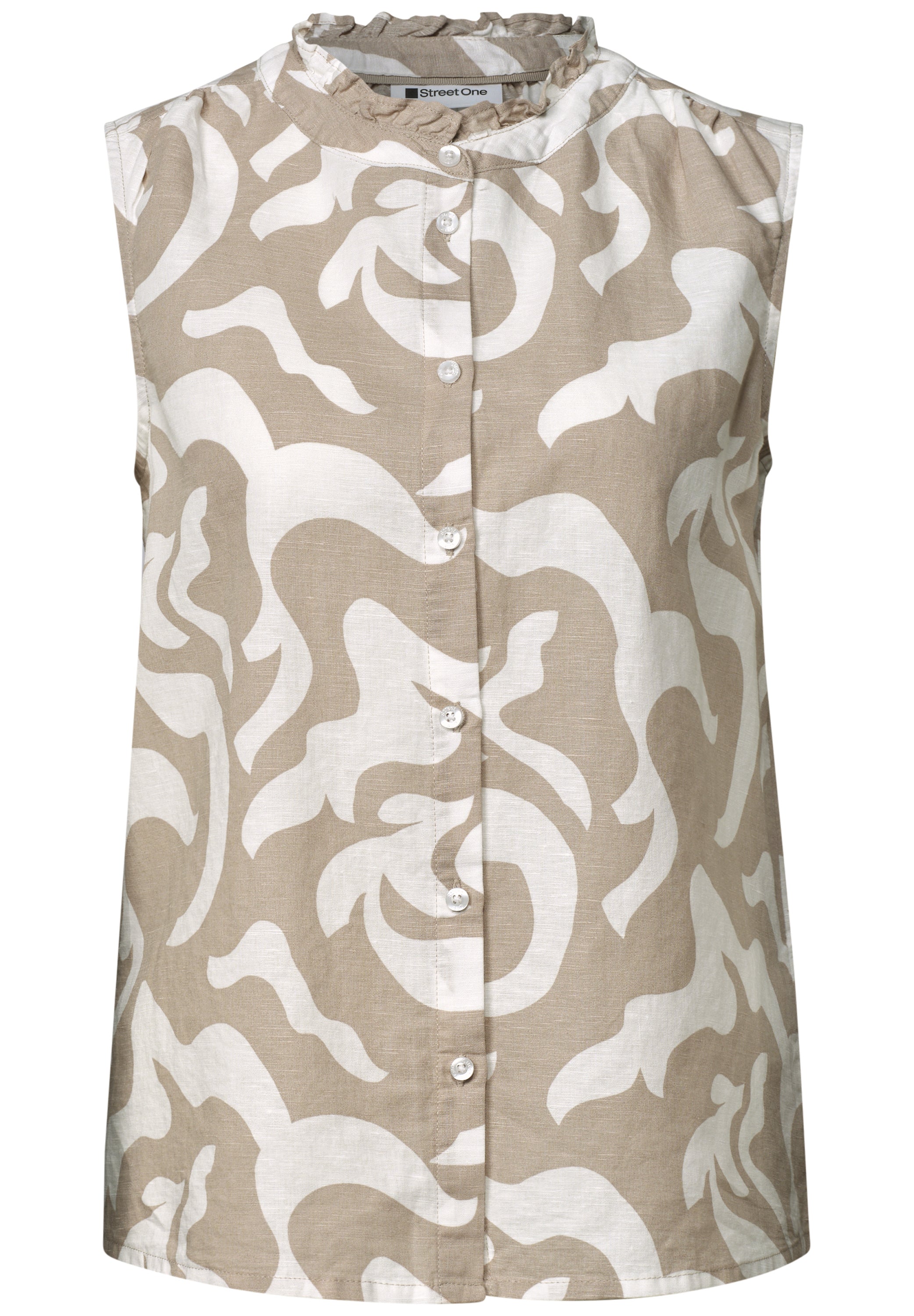 Bluse aus Leinenmix mit Rüschen