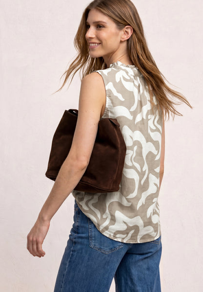 Bluse aus Leinenmix mit Rüschen