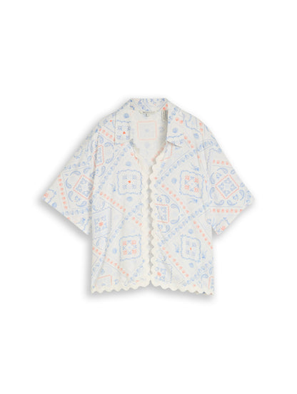 Boxy Fit Bluse mit Leinenanteil