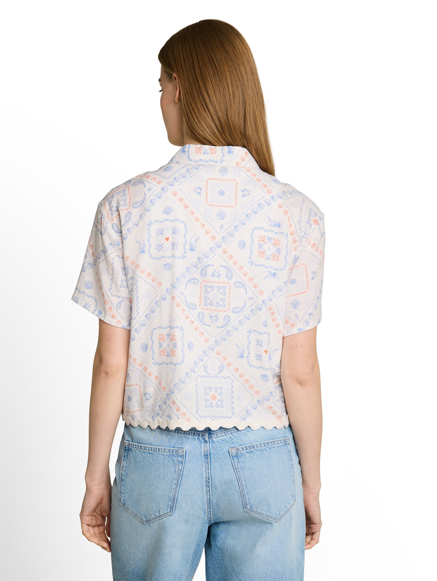 Boxy Fit Bluse mit Leinenanteil