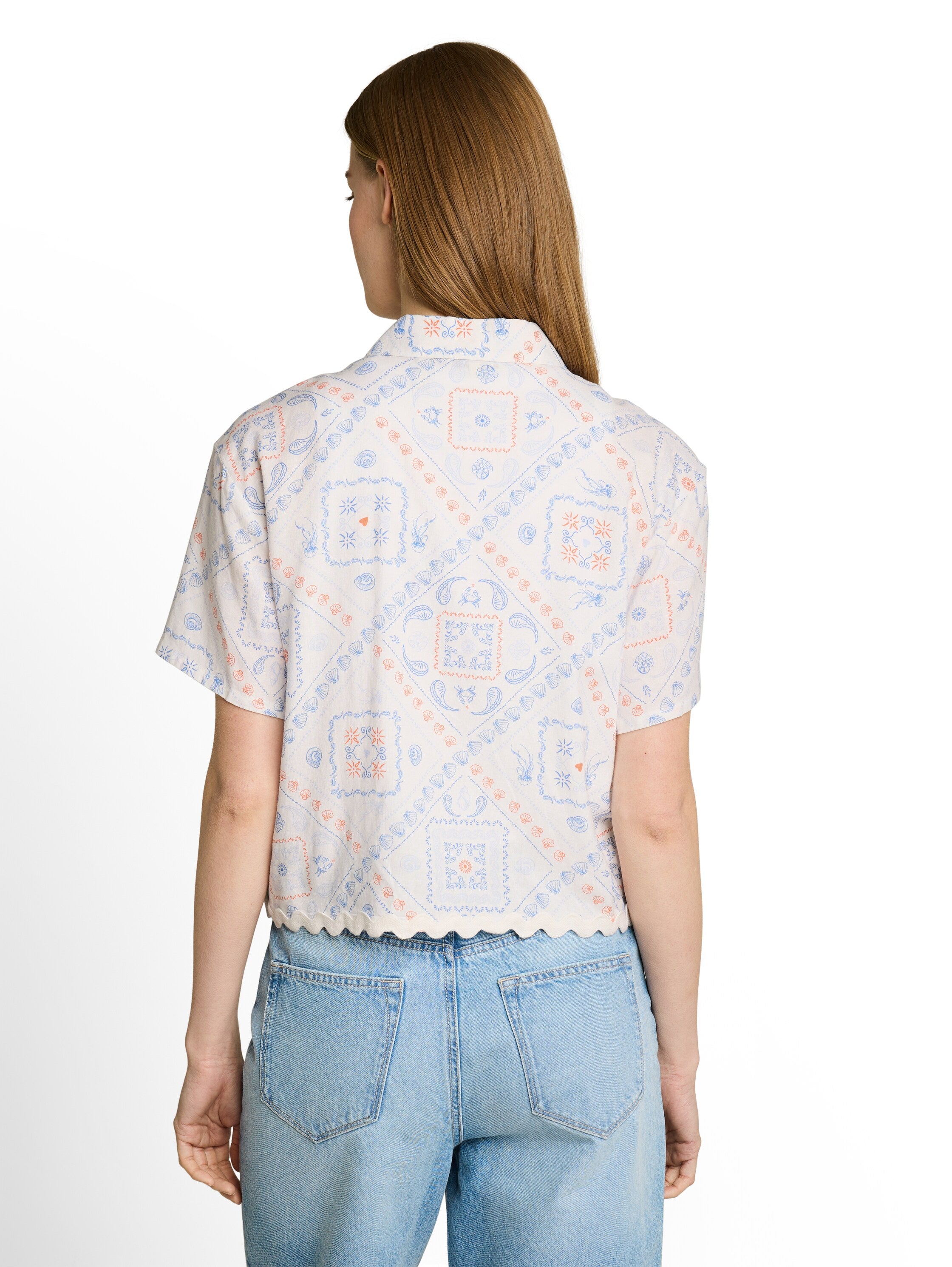 Boxy Fit Bluse mit Leinenanteil