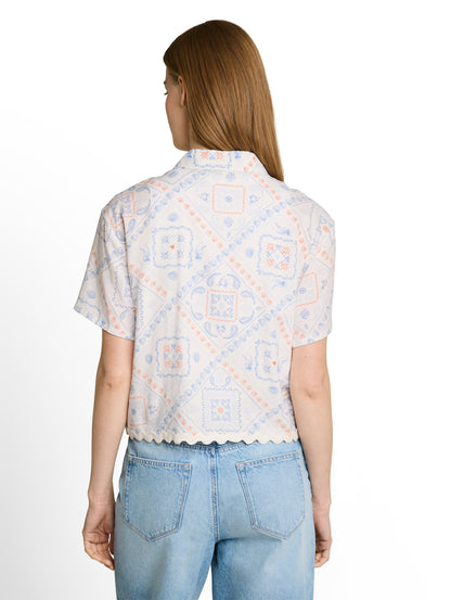 Boxy Fit Bluse mit Leinenanteil