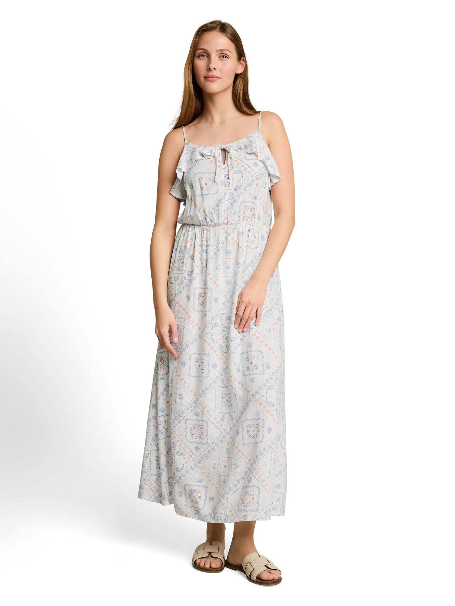 Midi-Kleid mit Leinenanteil
