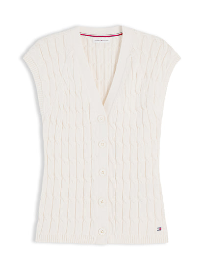 MID GG CABLE VEST CARDI
