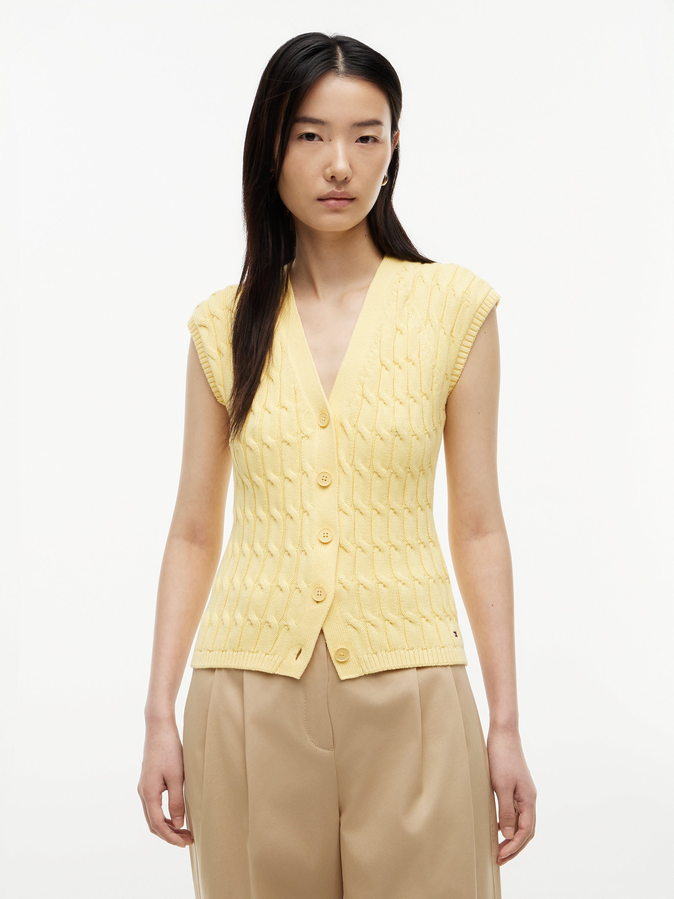 MID GG CABLE VEST CARDI