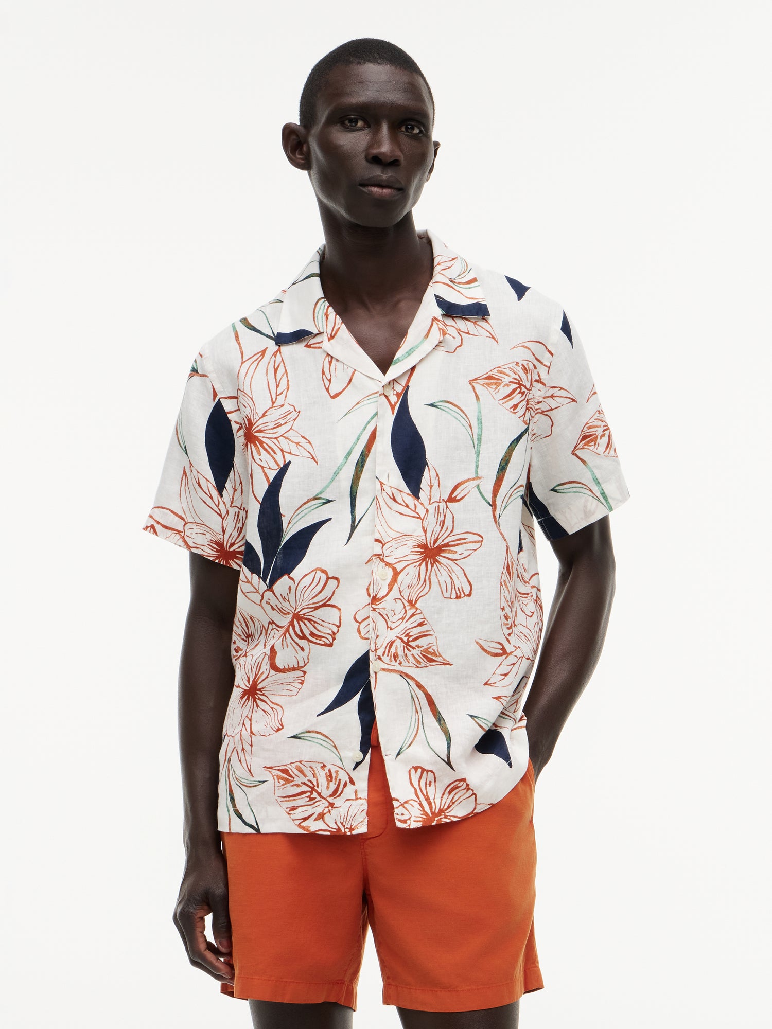 LINEN RESORT PRT SS RF SHIRT