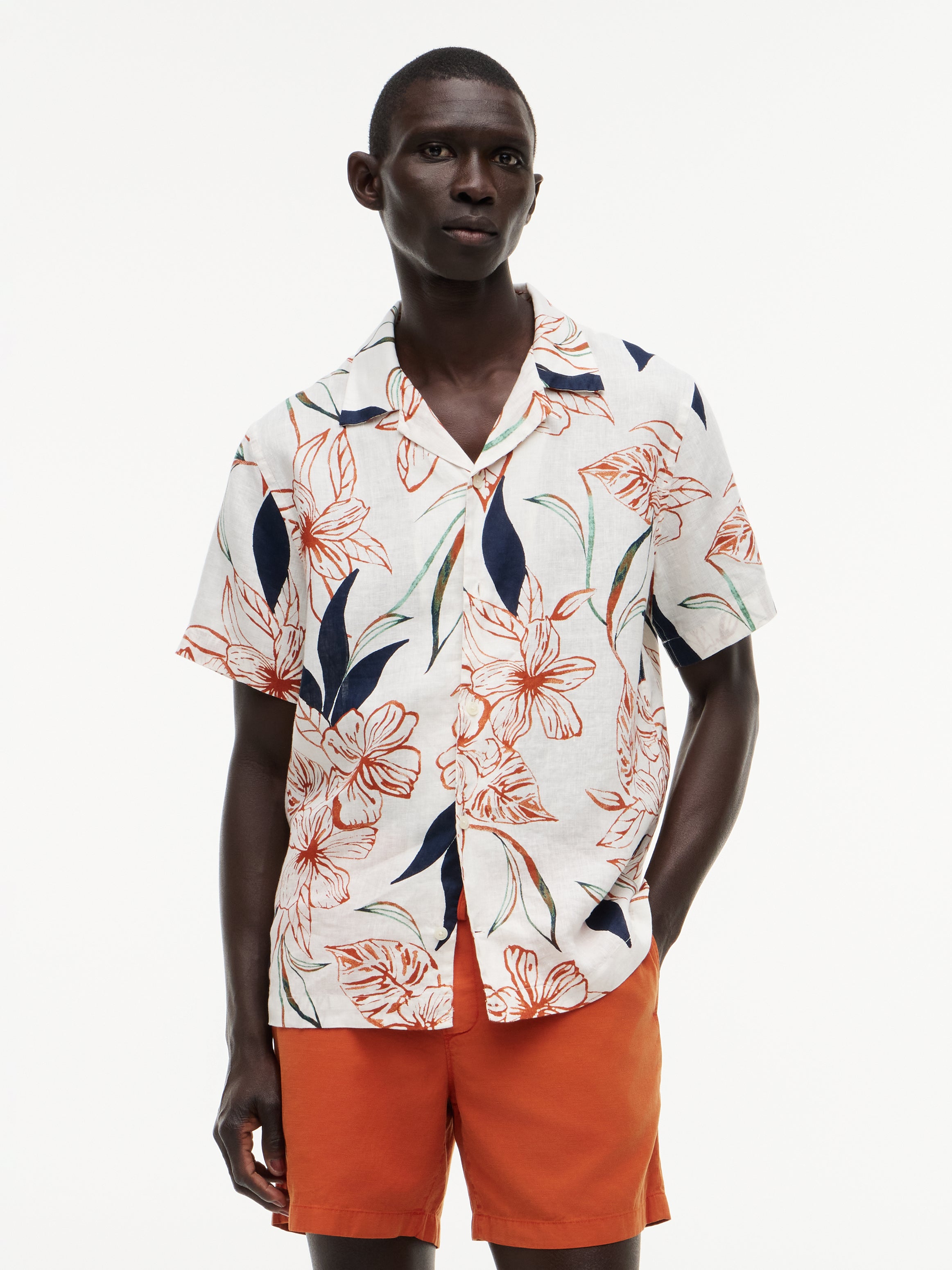 LINEN RESORT PRT SS RF SHIRT
